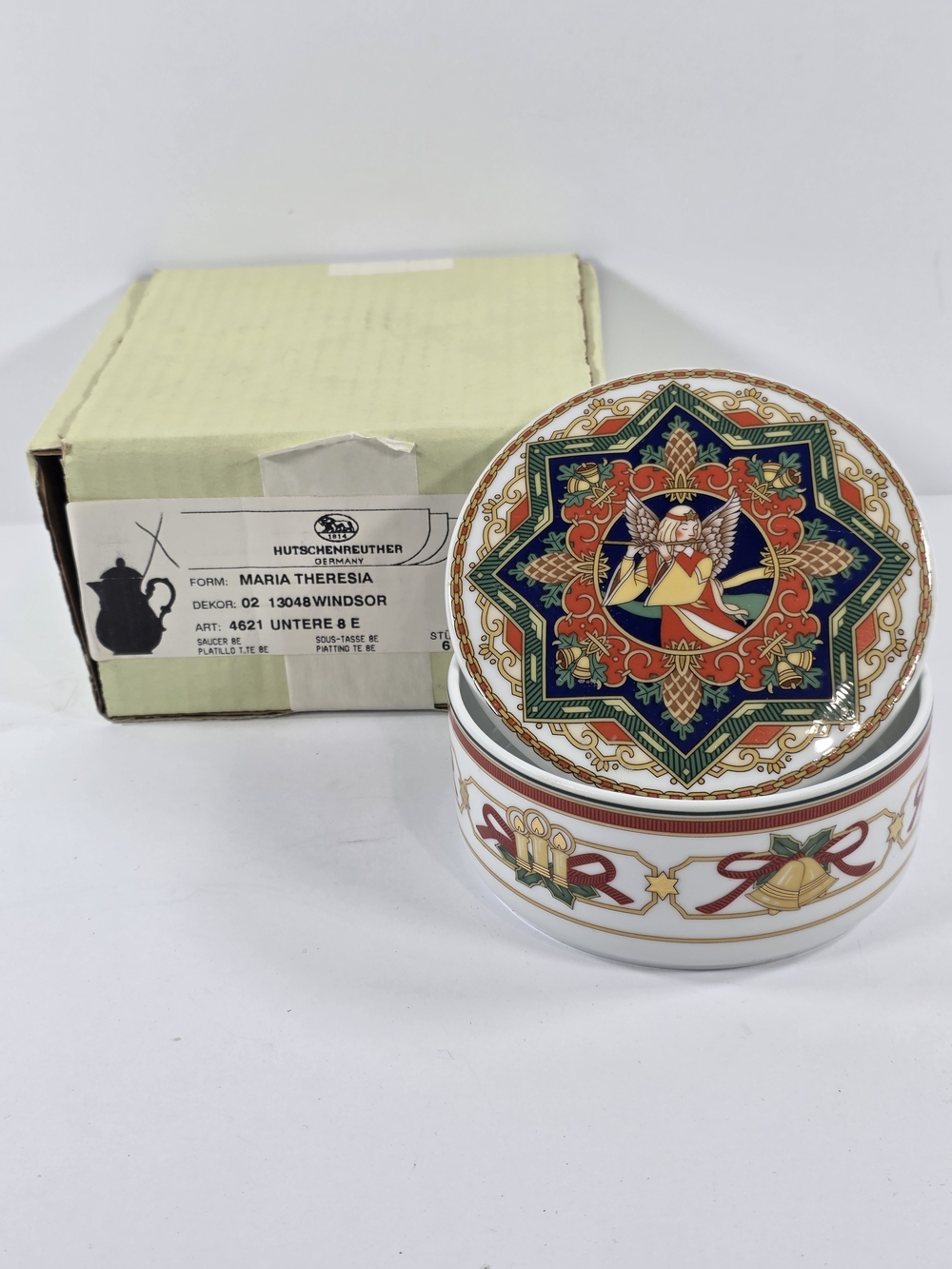 Hutschenreuther Christmas Trinket Box - Religious Design Angel With Flute - NIB